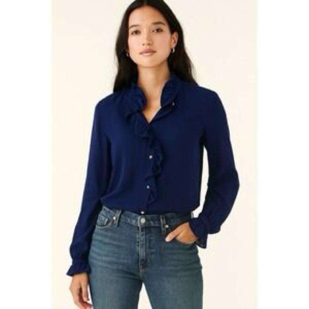 J.Crew Drapey Cottage Top in navy - size 10